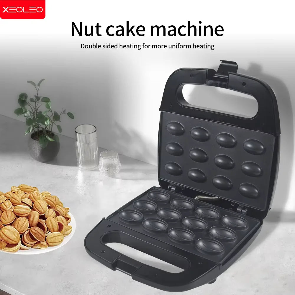 XEOLEO Electric Walnut Cake Waffle Maker 750W 12 Holes Pastry Nut Waffle Bread Maker Mini Baking Breakfast Machine Kitchen.