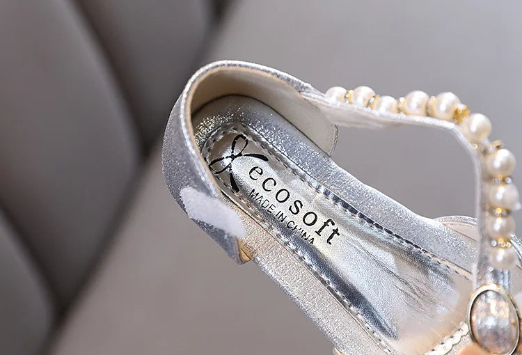 Fashion Children's Sandals 2024 Spring Summer Shining Flowers Sweet Girl Princess Shoes Dance Performance Kids Sandals J191.