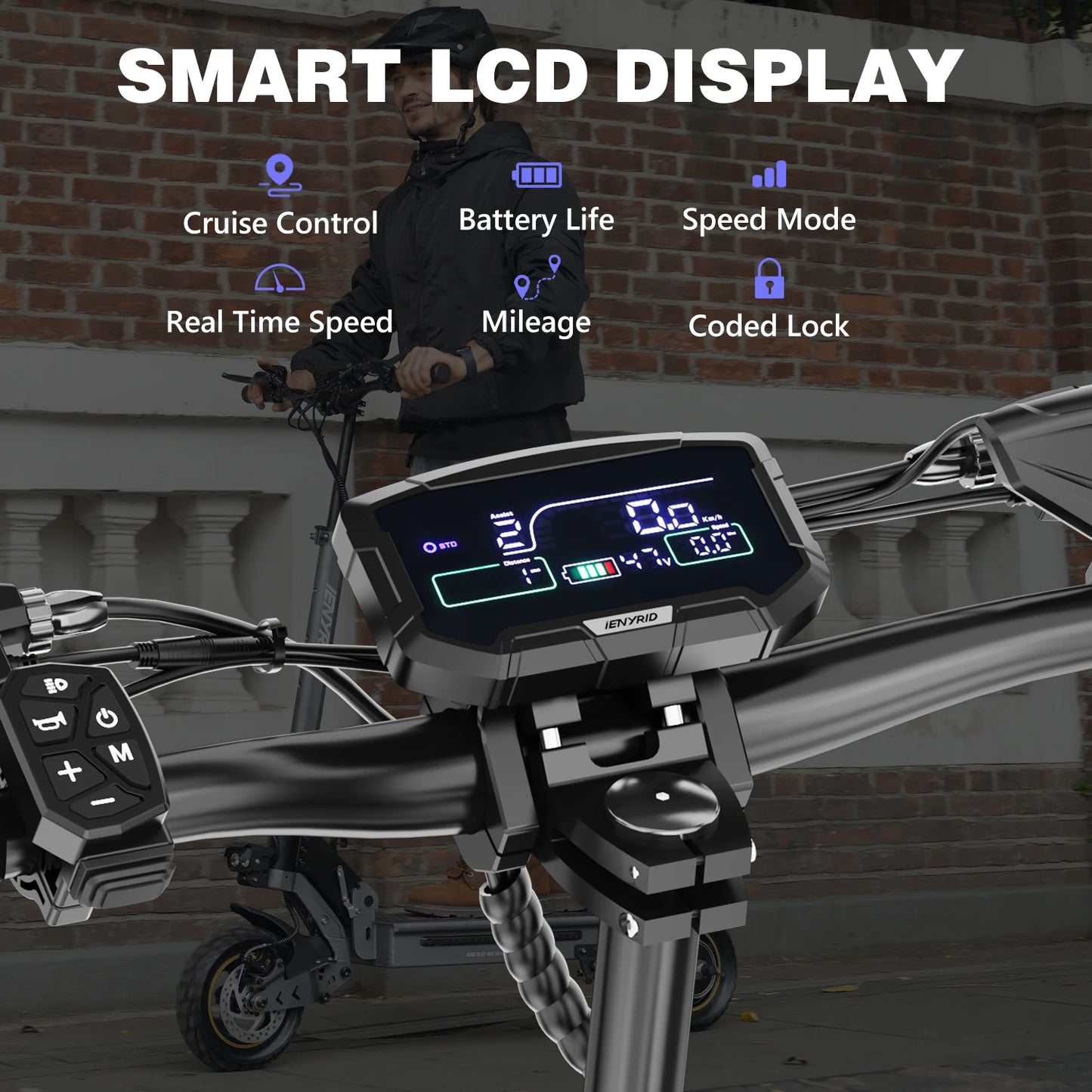 iENYRID S1 Foldable Adult Electric Scooter E-Scooter 45 km/h Electric Kick Scooter 800W Skateboards 48V 15Ah Kickboard.