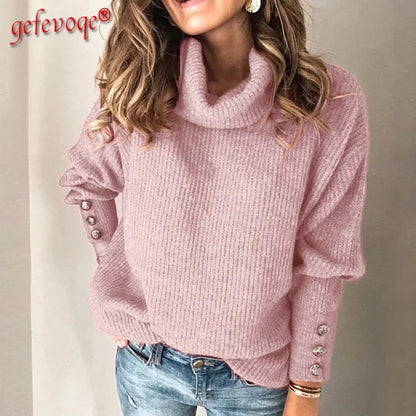 Herbst Winter neue einfarbige Freizeit mode lose Pullover Frauen Langarm High Collar Street Sweatshirt Pullover Top weiblich.