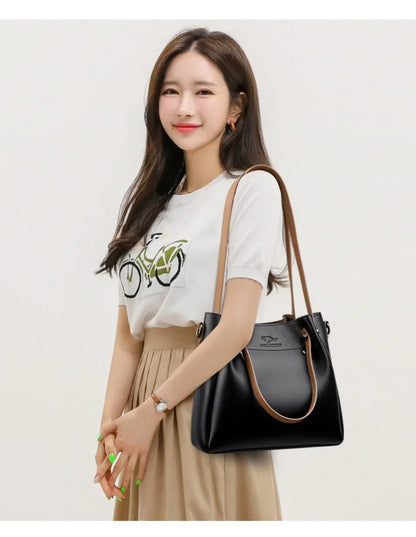 Genuine High Quality Leather Shoulder Crossbody Bags for Women Luxury Handbags Women Bag Large Capacity Soft Tote Messenger Bag.