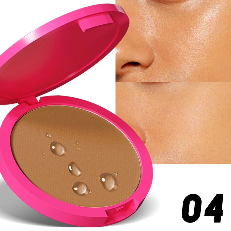 Natural Matte Pressed Powder Oil Control Brighten Whitening Face Base Foundation Compact Concealer Makeup Cosmetics.