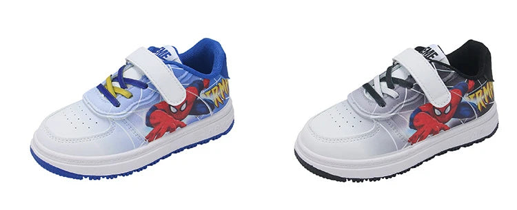 Disney Children's Casual Shoes Cartoon Boys' Breathable Fashion Sports Shoes Sneakers Pu Leather Blue White Shoes Size 26-37.