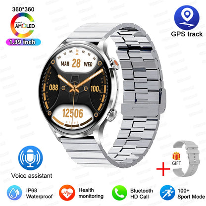 2025 New Smartwatch Women AMOLED HD Screen Always On Display Bluetooth Call IP68 Waterproof GPS Smart Men Watch For Android ios