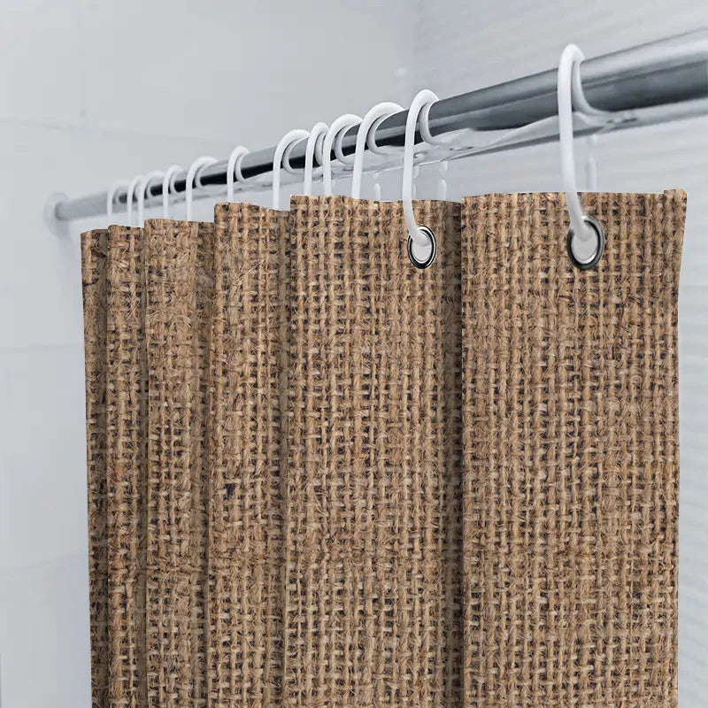 Duschvorhang aus natürlicher Jute, rustikaler gewebter wasserdichter Stoff für Badezimmerdekoration in brauner Farbe (180 x 180 cm), AliExpress