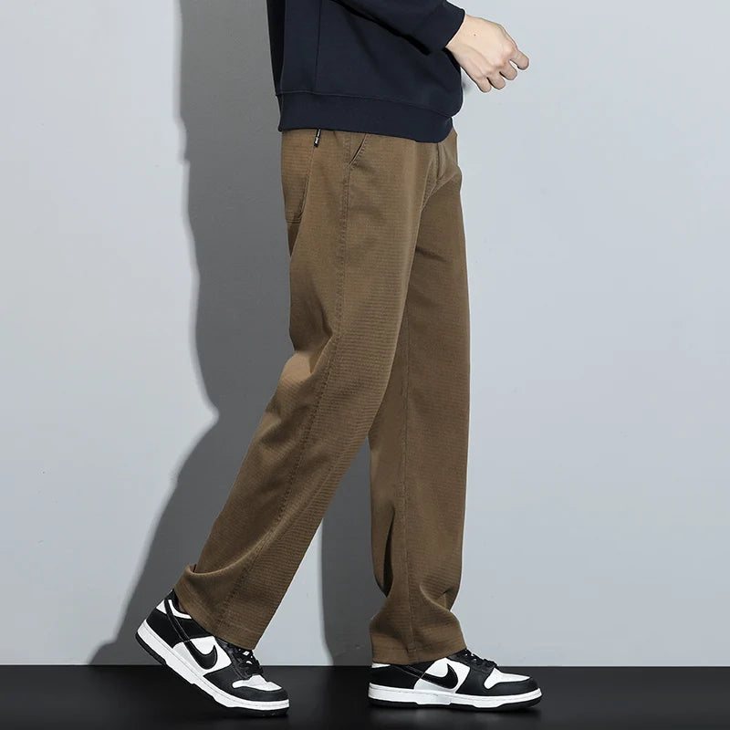 Mens Lyocell Straight Loose Elastic Waist Jeans 2025 Autumn Winter Fashion Brand Comfortable Versatile Pants Plus Size 5XL.