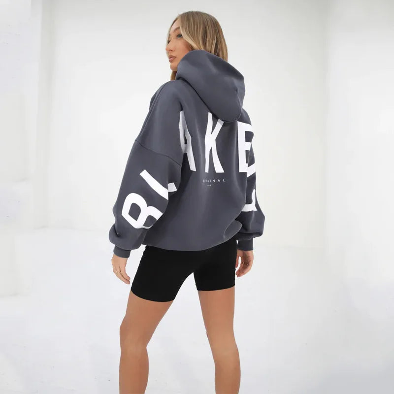 American Retro Letter Print Oversized Sweatshirt Women Harajuku Y2K Trendy Streetwear Top Chic Colorful Versatile Casual Hoodie