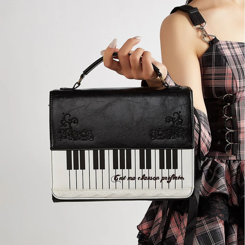 Fashion Polka Dot Ladies Piano Bag New Style Niche Underarm Shoulder Bag Sweet Personality Piano Backpack Women's Bag Square Bag.