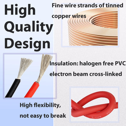 Solar Power Cable 4/6mm2 12/10AWG Wire Photovoltaic TÜV TUV Cable For PV Panels Connection Red Black PVC Double Layer EU Stock.