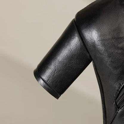 Girseaby British Style Women Knee High Boots Round Toe Block Heel 7.5cm Zipper Plus Size 51 52 Fashion Riding Bota