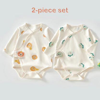 Ircomll 2-teiliger Frühlings- und Herbst-Body für Neugeborene, Baumwolle, langärmelig, Kleidung, Säuglingskleidung, Pyjama, Overalls für Mädchen und Jungen, 0–6 Monate