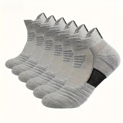 6/3/1 Pairs New Men Sports Running Fitness Flight Short Tube Socks Women's Towel Bottom Basketball Socks Solid Color Black Socks.