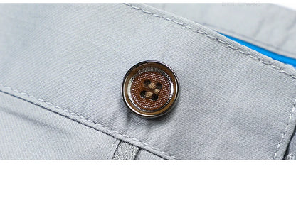 Bamboo Fiber Fabric Men's Casual Pants Summer New Ultra-thin Elastic Soft Straight Business Trousers Classic Black Khaki Gray