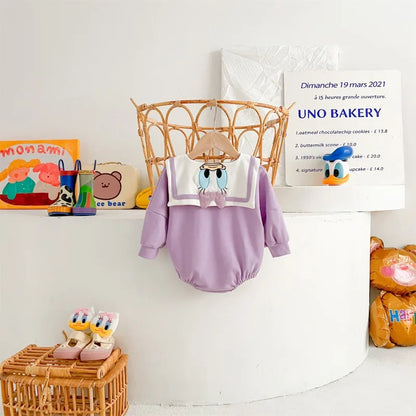 Neugeborenen Baby Strampler Socke Hut 3 stücke Set Cartoon Donald Daisy Ente Kleidung Jungen Mädchen Overall Infant Kurzarm Body k732