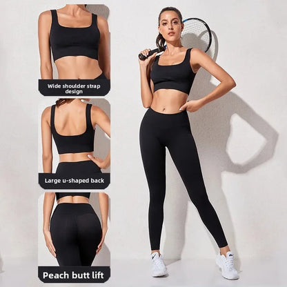 Women's Three-Piece Sportswear Set Yoga Fitness Leisure Sports Bra Pants Set Comfortable Breathable Gym Workout Outfit.
