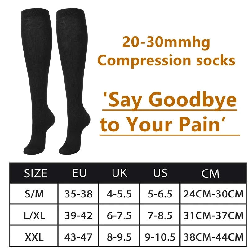 2 Pairs Compression Stockings Blood Circulation Promotion Slimming Sport Nurse Socks Anti Fatigue Comfort Knee High.