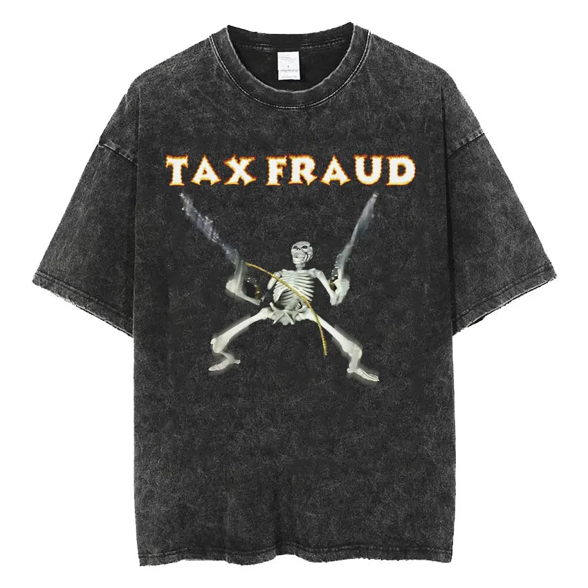 Autism Skeleton Meme T Shirt Human Funny Skull Men Women Harajuku Gothic Vintage Washed T Shirts Oversized Casual Cotton T-shirt.