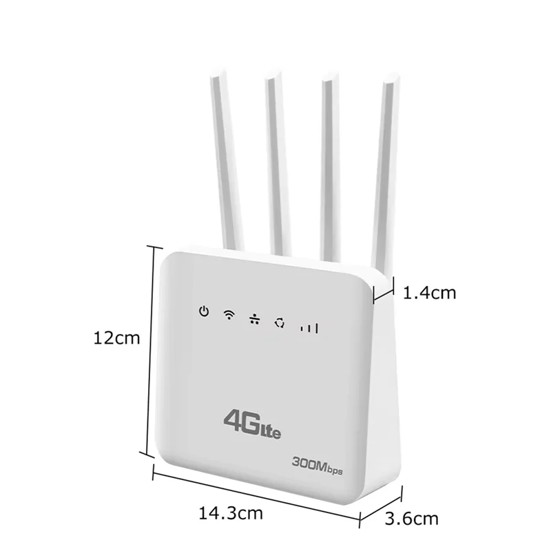 Wifi 6 LTE 4G CPE Router With SIM Slot, Four Antenna Signal Booster, 300Mbps Fast Internet For Europe.