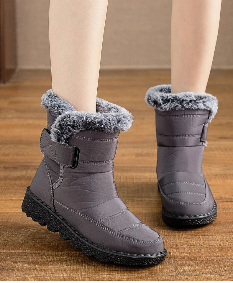 Boots 2025 Women's Boots Fur Botas Mujer Super Warm Winter Boots For Snow Women Low Heels Winter Shoes Woman Black Rubber Boot