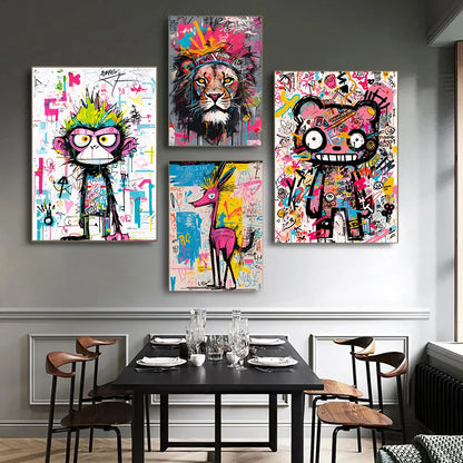 Animation Room Decor Animals Decoration Wall Art Coloured Home Decorations Canvas Painting Graffiti Cartoon Painted Decororation.