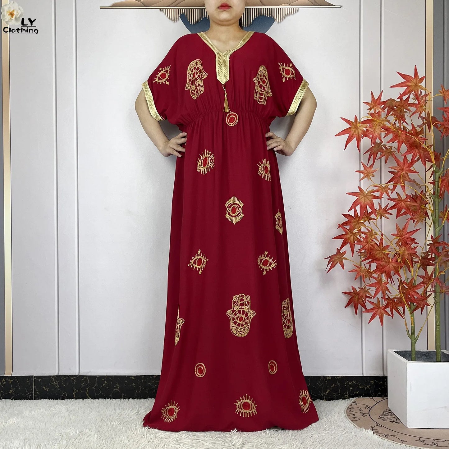 New Dubai Fashion Women Party Evening Dress 2024 Summer Short Sleeve Elasticity Embroidery Femme Robe African Islam Loose Abaya