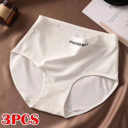 FallSweet 3PCS Seamless Women High Waist Briefs Panties Breathable Cotton Underwear Female Sexy Underpants Large Size Lingerie.