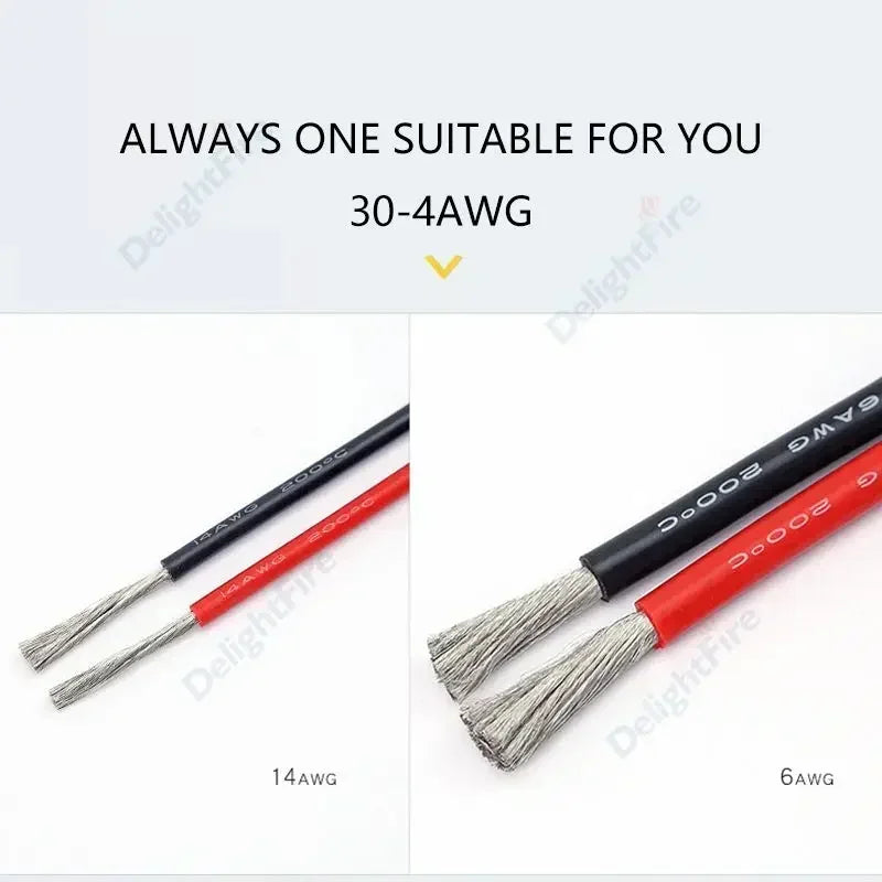 Silicone Cable Solar Panel Electrical Wire Heat Resistant Red Black 24 22 20 18 16 14 12 10 8 6 4 awg gauge for Car Auto Battery.