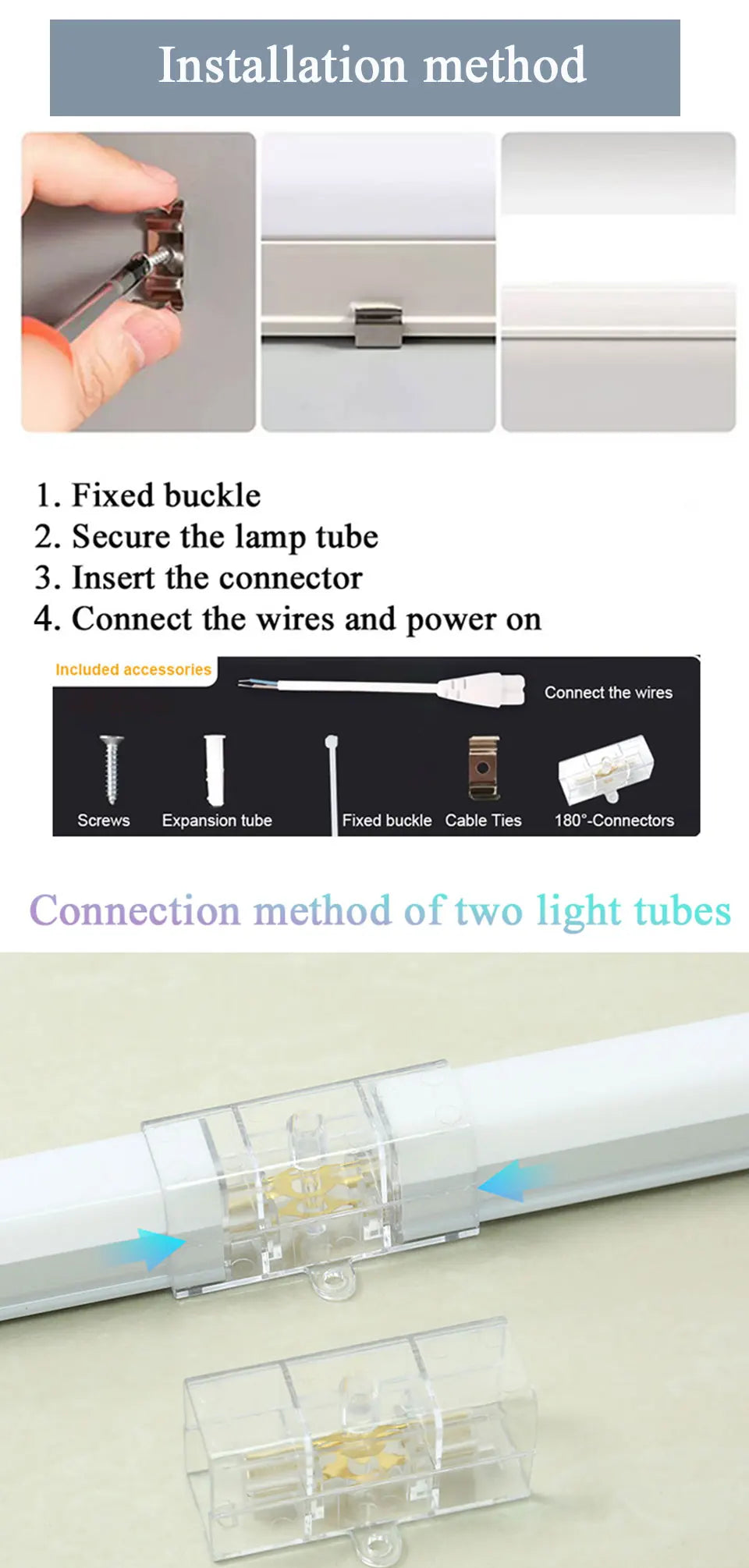 T5 T8 Led Tube Light 220V 110V Wall Lamp Bulb Light 10W  lampa For Home Indoor Kitchen Lighting Garage Light Ceiling Lighting.