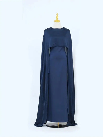 Ramadan Satin 2 Piece Abaya Modest Muslim Sets Kebaya African Dresses For Women Robe Femme Musulmane Caftan Marocain Vestidos.