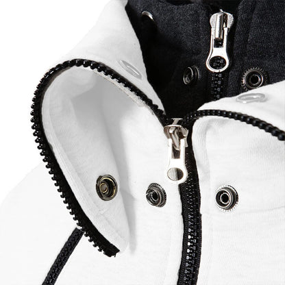 Zipper Men Jackets Autumn Winter Casual Fleece Coats Bomber Jacket Scarf Collar Fashion Hooded Male Outwear Slim Fit Hoody.