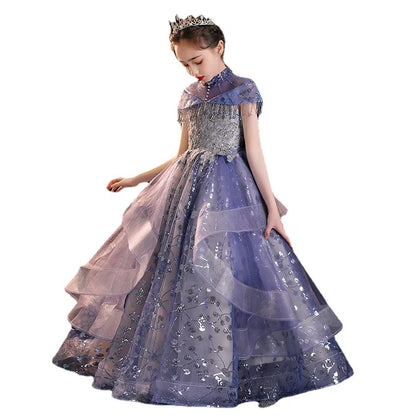 Mädchen Elegantes Luxuriöses Abendkleid Pailletten Prinzessin Kleider Edle Kinder Leistung Kostüm Geburtstag Party Mädchen Kleid.