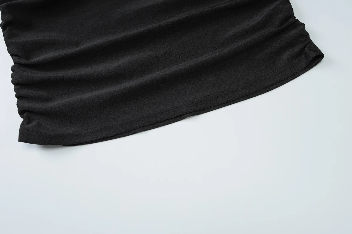 Dulzura ärmelloses, trägerloses, plissiertes Maxikleid mit Knopf, sexy, elegantes langes Kleid für Damen, Party, Club, Büro, Frühling und Sommer.