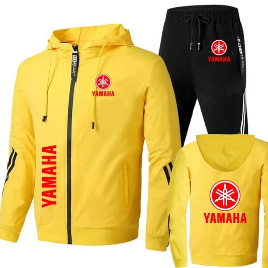 Yamaha Motorcycle Racing Tracksuit Men's Clothing Yamaha Logo Print Zip Sweatshirt&Pant Men Sets Bike Jacket Men Sportswear Suit.