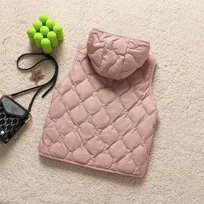 2024 neue Ankünfte Frauen Mode Ultraleicht Dünne Mit Kapuze Unten Jacken Frühling Winter Weiblichen Koreanischen Slim Fit Ärmellose Puffer Mantel.