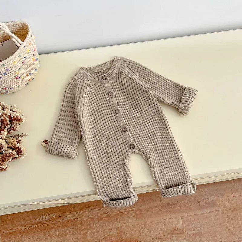 Herbst Neugeborene Kurze Infant Mädchen Jungen Ein Stück Kleidung Stricken Strampler Solide Baby Jungen Overall Verdicken Strickwaren Outfits.