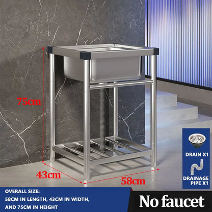 Wash Basin 304 Stainless Steel Sink with Bracket Single/double Sink Wash Basin For Kitchen, Garage, Laundry and Basement