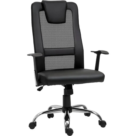 Vinsetto Bürostuhl Drehstuhl höhenverstellbar Chefsessel Schreibtischstuhl ergonomisch PU schwarz 66 x 73 x 108-118 cm