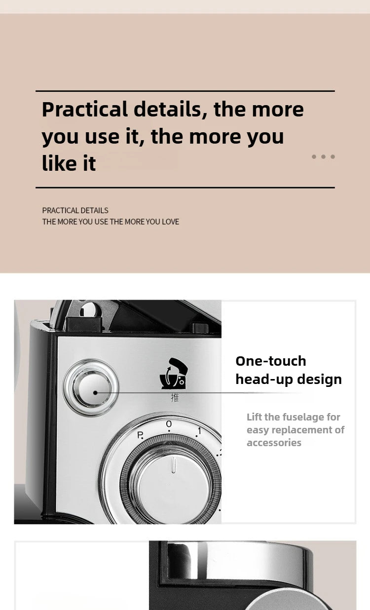 220V Household Electric Dough Mixer Automatic Home Mixer Egg Beater, Kneading Machine, Blender Kitchen Stand Mixer