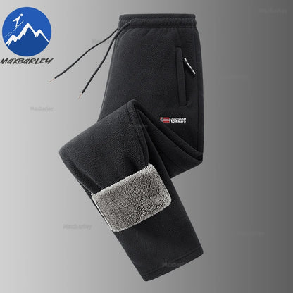 Maxbarley Winter Sportswear Set Mens Retro Training Thick Fleece Jacket + Pants Two Piece Set Casual Ski Running Tracksuit Suit