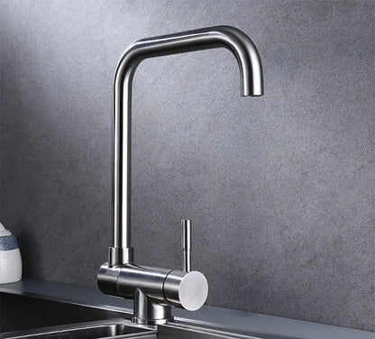 Stainless Steel Kitchen Faucet Lead-Free Folding Mixer 360 Degree Swivel Single Handle Nickel Kitchen Sink Taps