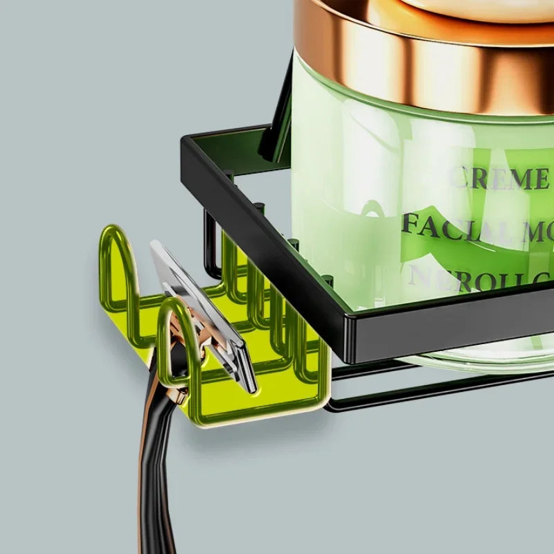 Bohrfreies Badezimmerregal über der Tür, hängender Organizer, wandmontiertes Korbregal, mehrschichtiges Duschraum-Aufbewahrungsregal für Toilette