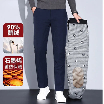 Men's Winter 90% Goose Down Pants with Knee Protection Graphene Thermal Casual Down Trousers Man pantalones hombre PT-599