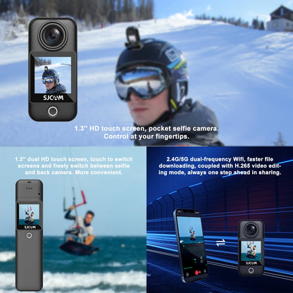 SJCAM C300 4K Action Camera Touch Screen 6-Axis Gyro Stabilization 30m Waterproof 1000+2800mAh Battery 460Min Recording.