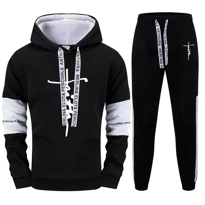 Quality Autumn Winter Simple Mens Tracksuit Casual Sports Hooded Single Sweatshirts And Sweatpant Comfort Outdoor Sports Fitness.