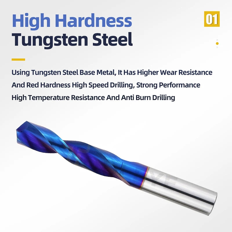 TOOLEYE Hartmetallbohrer Hartmetallbohrer Wolframstahl Spiralbohrer für Metallbearbeitung CNC-Drehmaschine Bohrwerkzeuge 1,0–20,0 mm