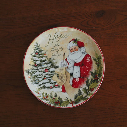 Christmas Themed Ceramic Dinner Plates Tableware Set Underglaze Color Process Coffee Cup Soup Bowl Santa Claus Steak Plate.