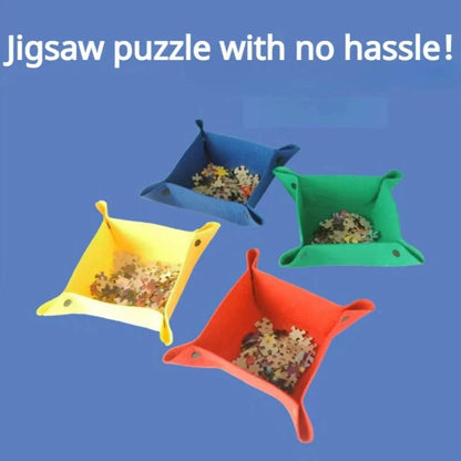 6 Colors Jigsaw Puzzle Disk Set 1000 Pieces Plus Portable Multifunctional Pad Storage Partition Tray for Kids and Adults.