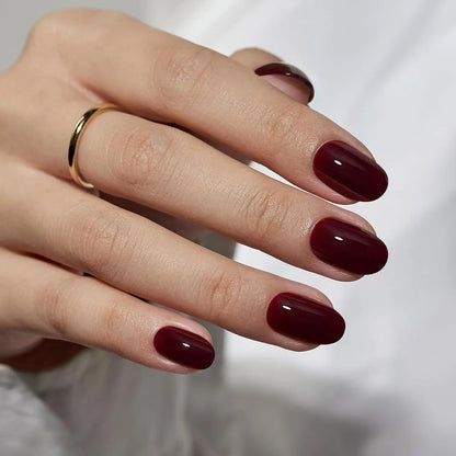 24PCS- wine red square fake nails, silver glitter inlay, exquisite elegance, fashion generous, suitable for dating, dinner.