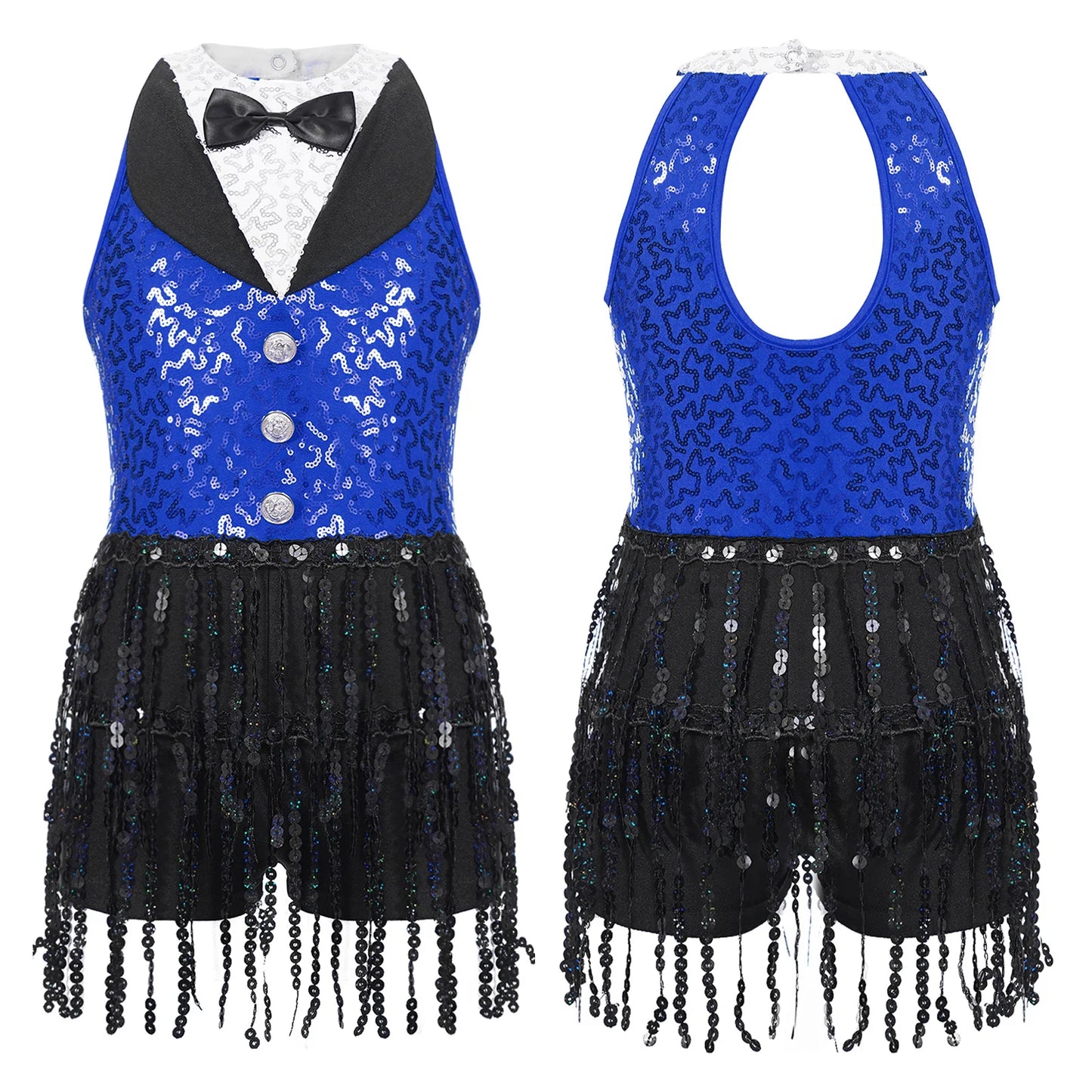 Kind Mädchen Ärmellose Glänzende Pailletten Quaste Boyshorts Kleid Latin Jazz Dance Cha-cha Samba Bühne Leistung Kostüm Dancewear