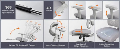 Newtral Magich-Bpro ergonomischer Stuhl Auto-Follow Fuß stütze Rückens tütze Schreibtischs tuhl verstellbare Armlehne Kopfstütze Fuß stütze, 4d Mesh